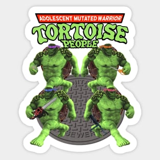 Adolescent Mutated Warrior Tortoise People - Off Brand Knock Off Parody Funny Green Comic 80's Superhero Characters Sticker